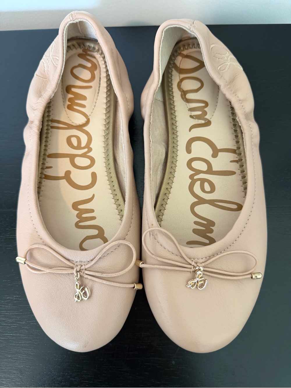 Sam Edelman Blush Pink Leather Ballet Flats with Bow Size 4